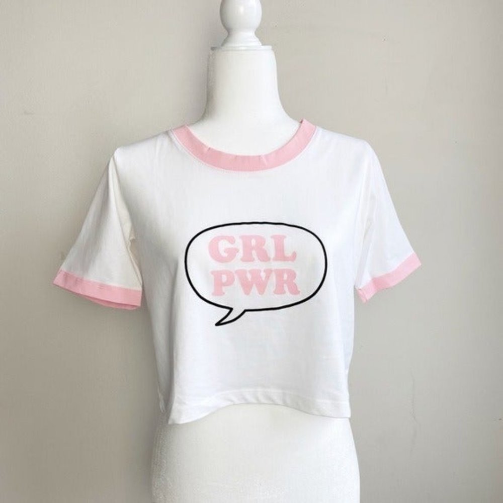 Betty & Veronica GRL PWR White Crop Top Sz M